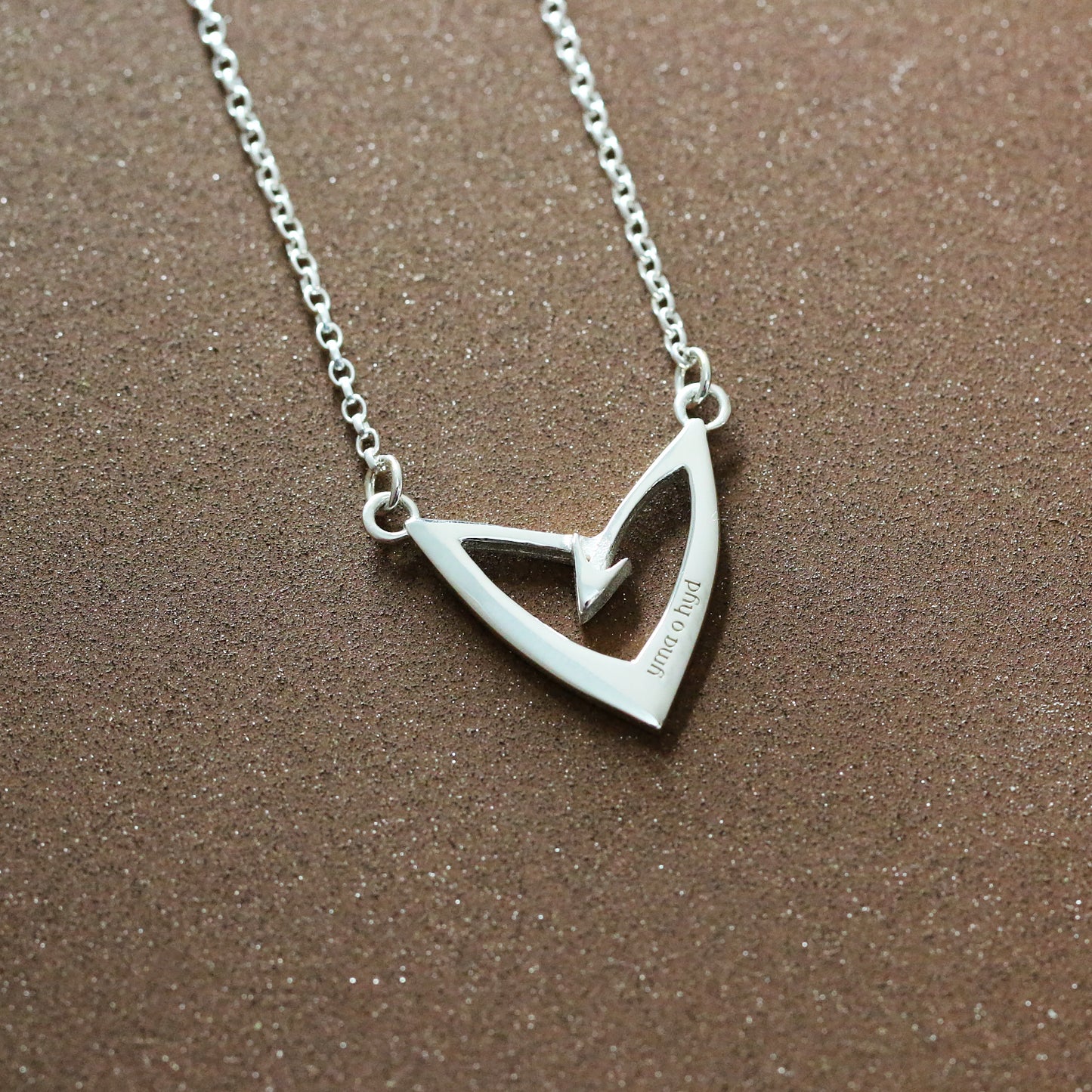 Santes Dwynwen: Sterling Silver Dragon Tail Heart Necklace