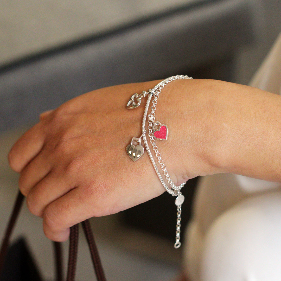 Sterling Silver Heart Memorial Ashes Bracelet