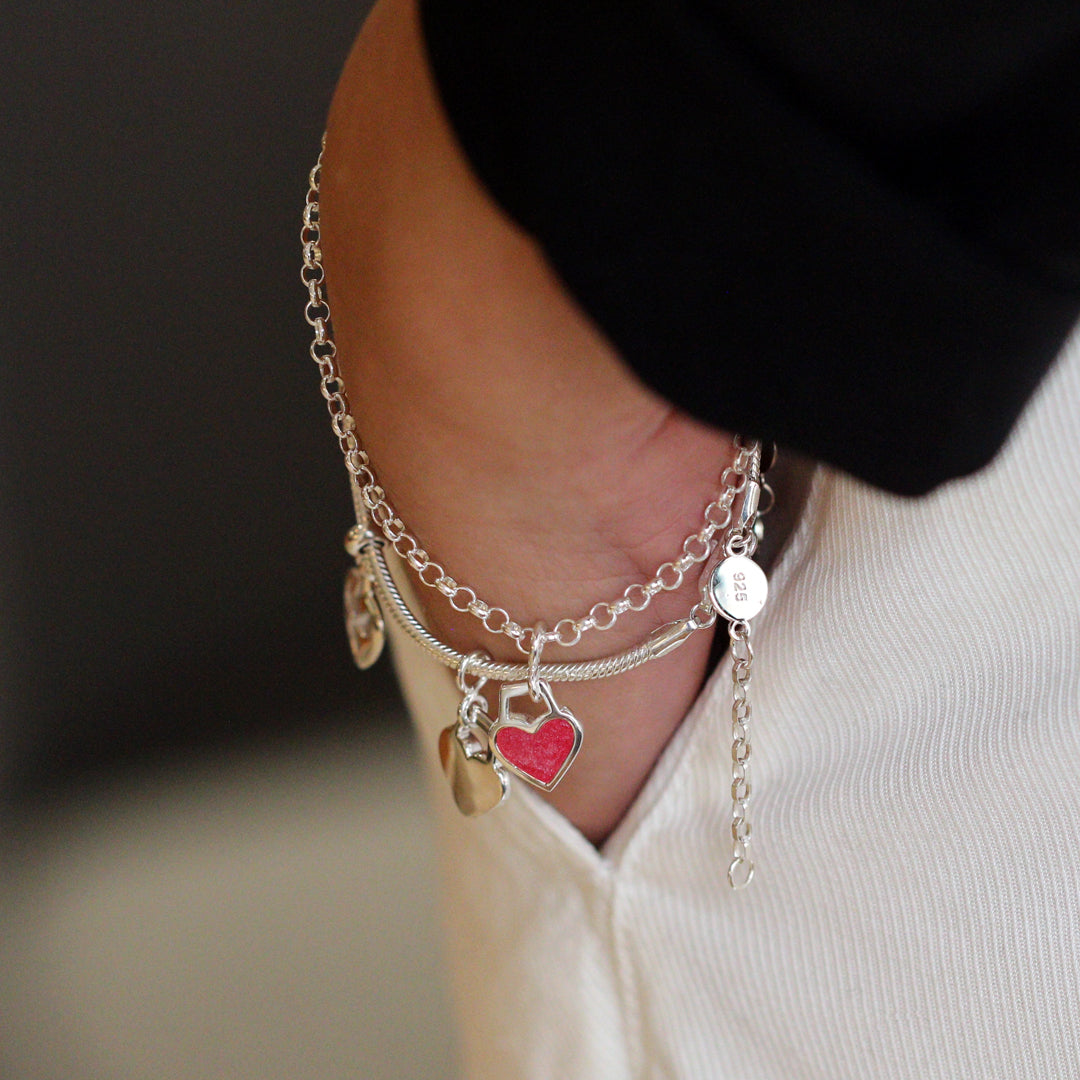 Sterling Silver Heart Memorial Ashes Bracelet