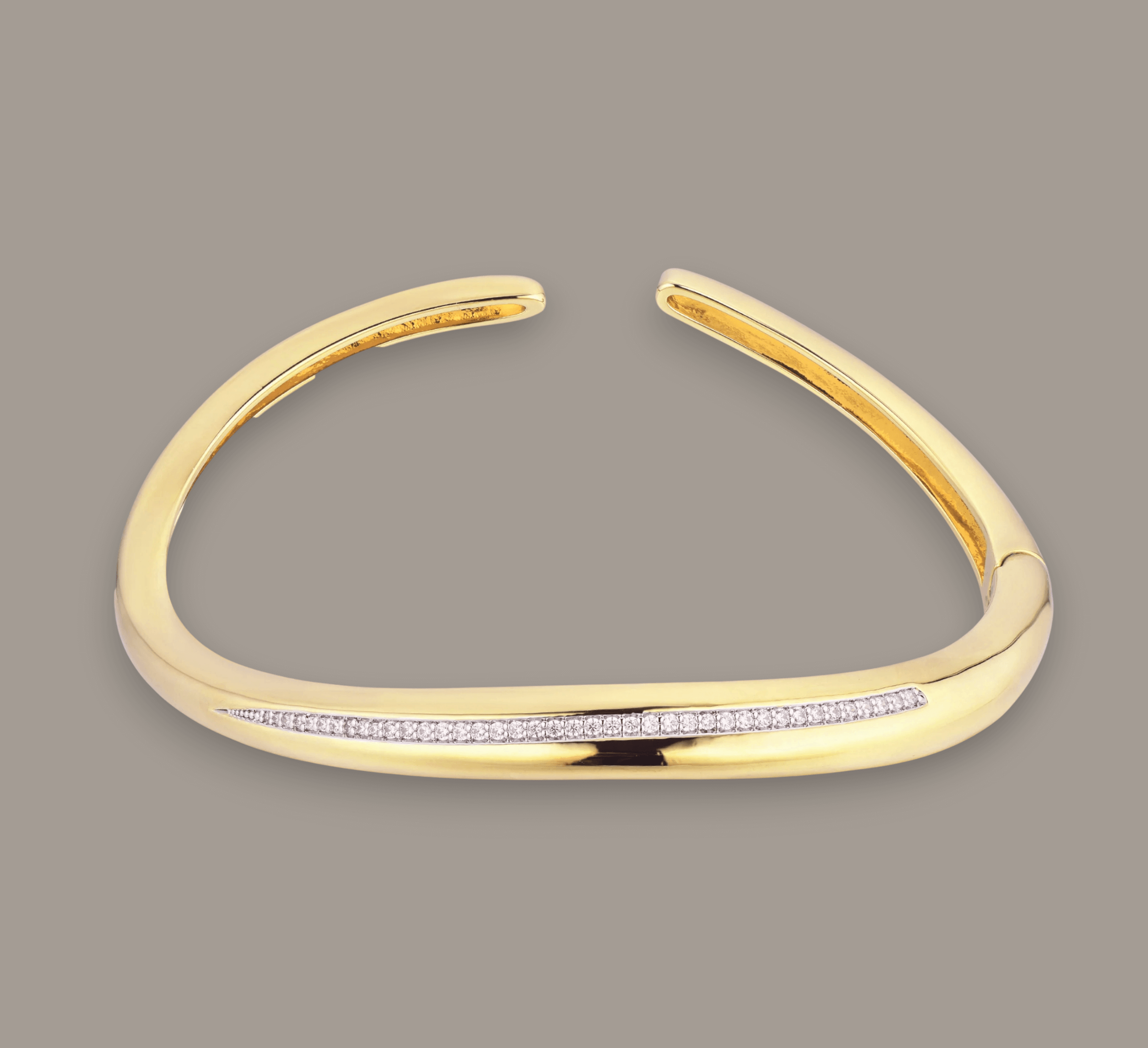 Sculptural Bangle Stone-Set