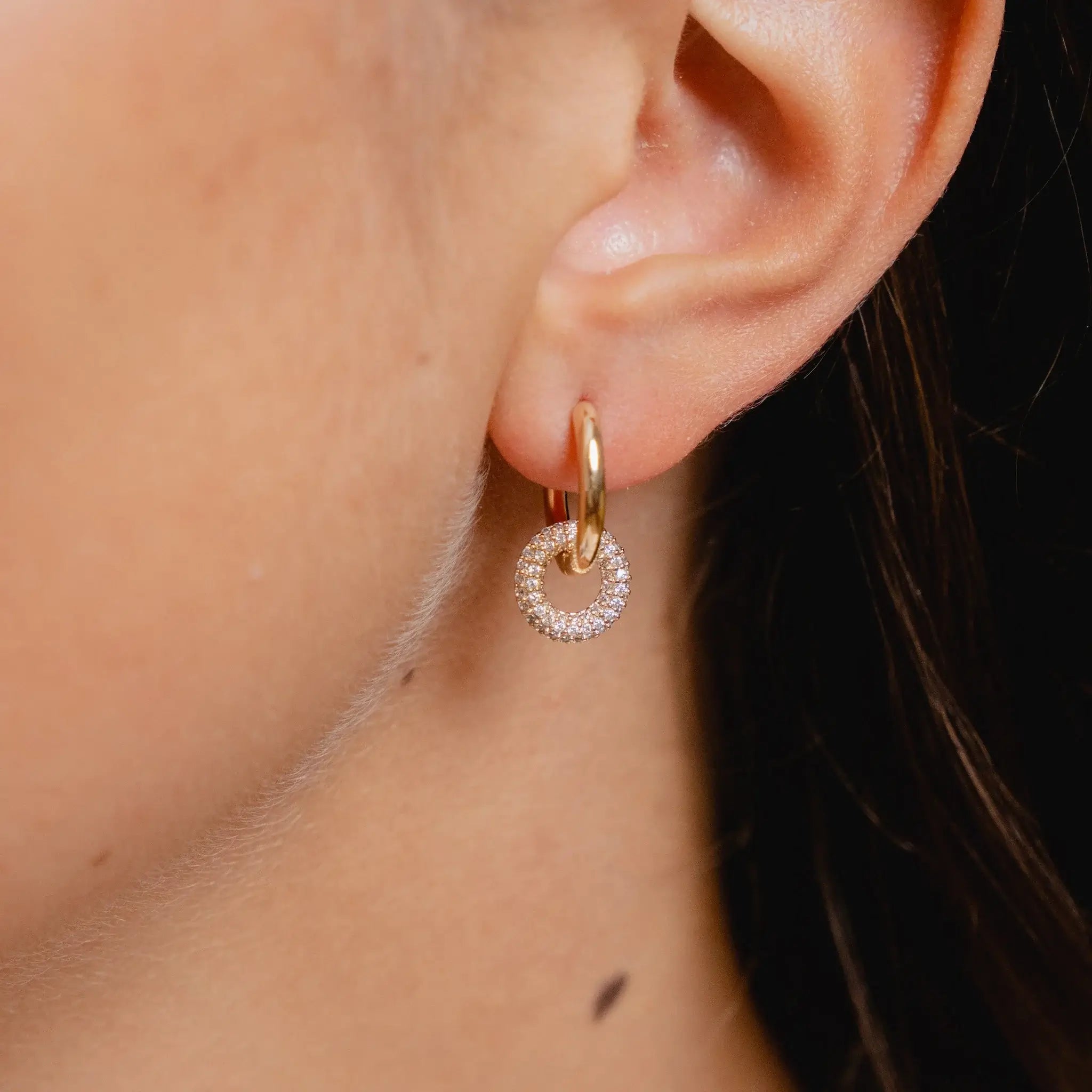 Double Hoop Earring Stone-Set