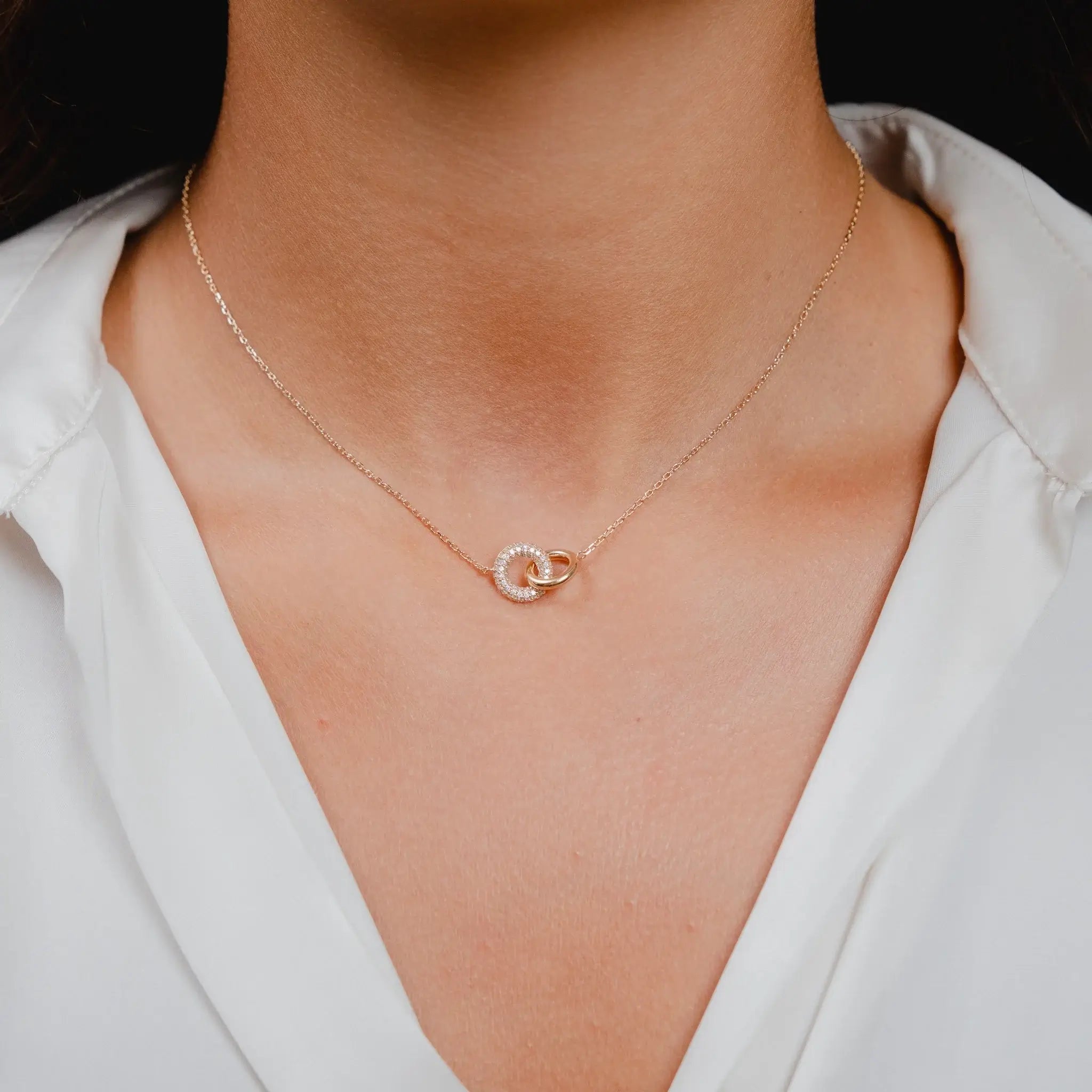 Linked Circle Stone-Set Pendant