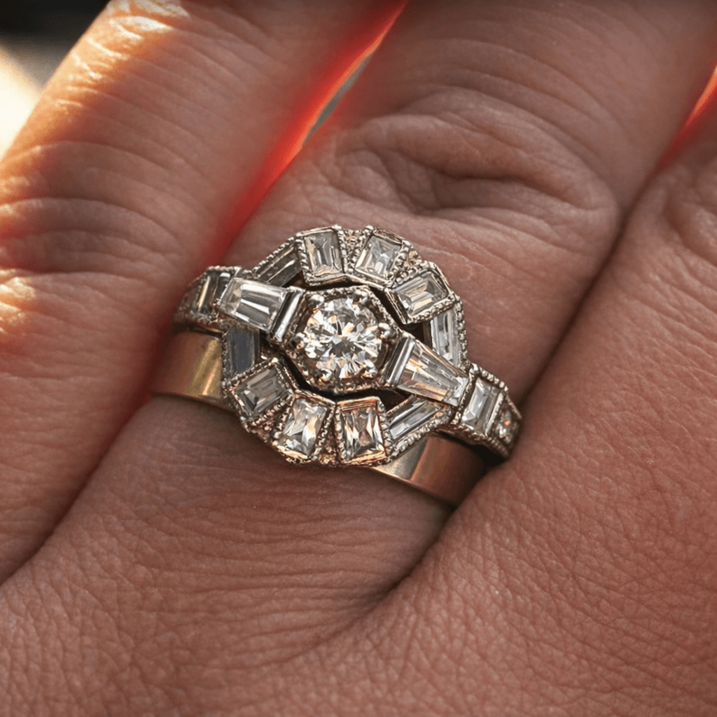 Geometric Art Deco Baguette Diamond Ring - Neil Rayment Goldsmiths