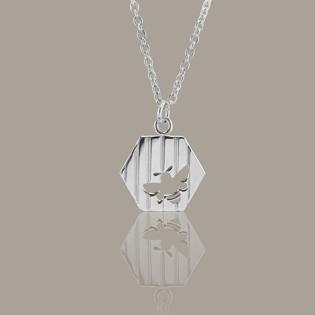 Striped hexagon Pendant - Neil Rayment Goldsmiths