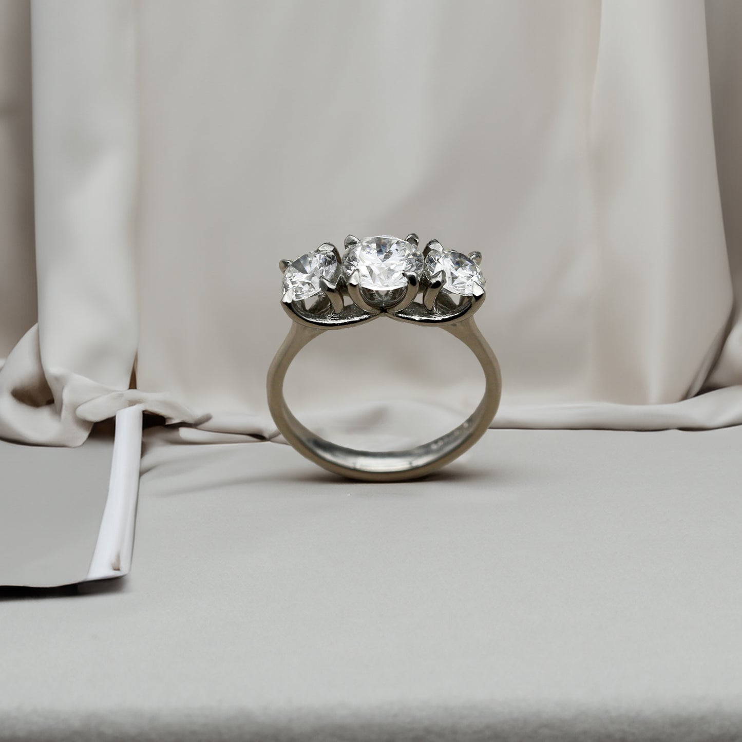 Incandescent:  Vintage Diamond Trilogy Engagement Ring