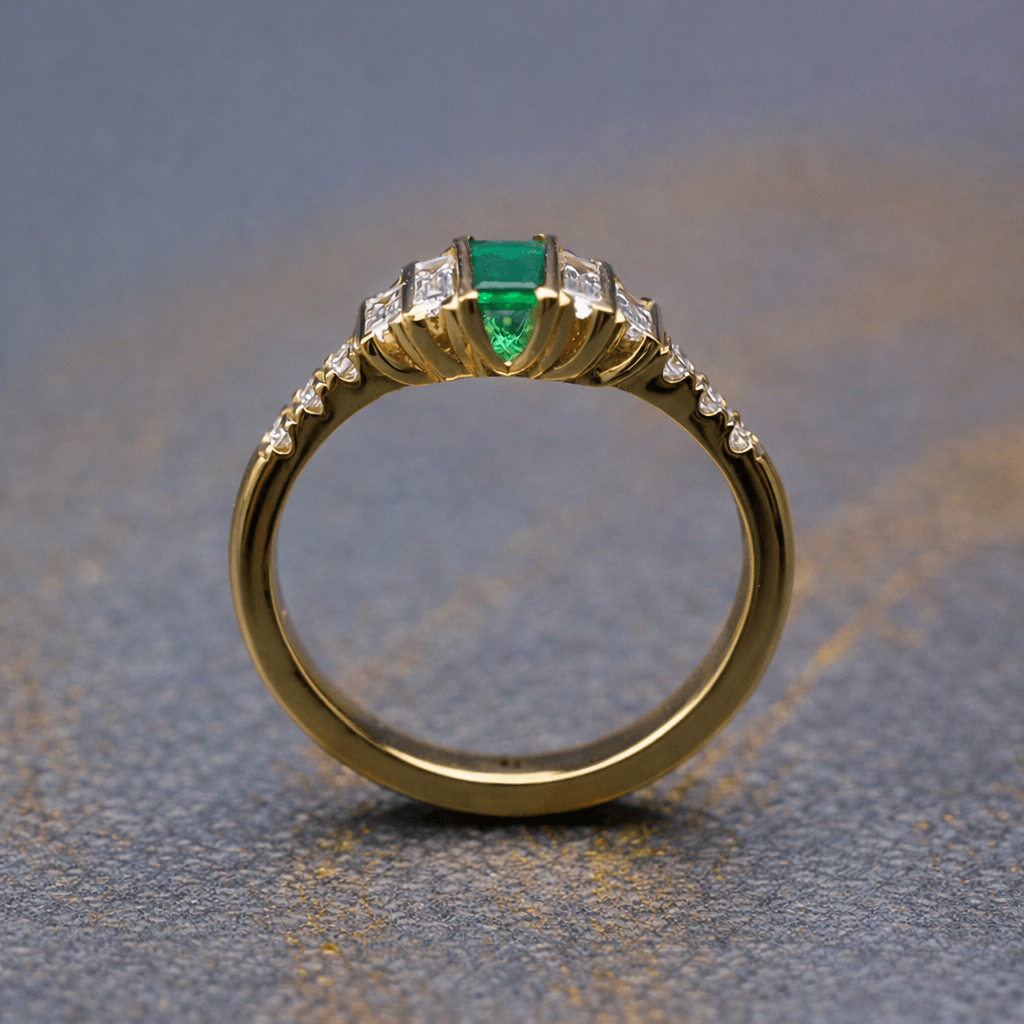 Art Deco Emerald and Diamond Engagement Ring with Baguette Step Setting - Neil Rayment Goldsmiths