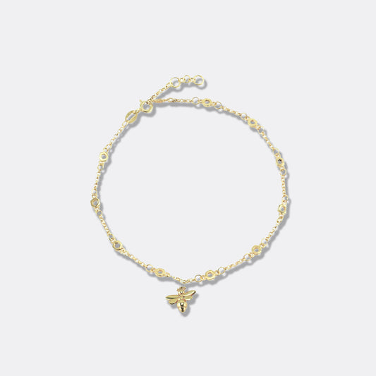 Bee Alive: 18ct Yellow Gold Plated Bee Bracelet Anklet