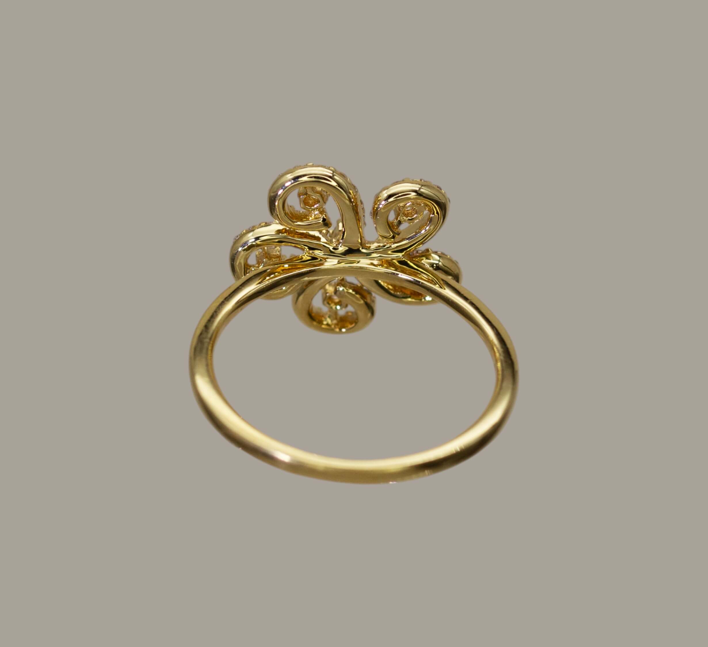 Diamond-Set Floral Ring (18ct Yellow)