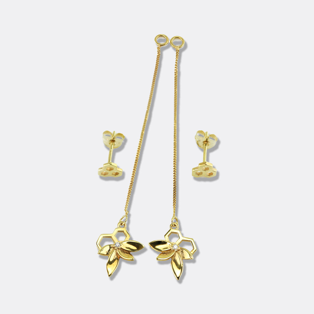 Bee Alive: 18ct Yellow Gold Plated Drop Earrings