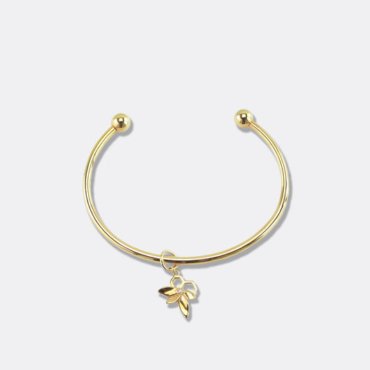 Bee Alive: 18ct Yellow Gold Plated Flower Bangle