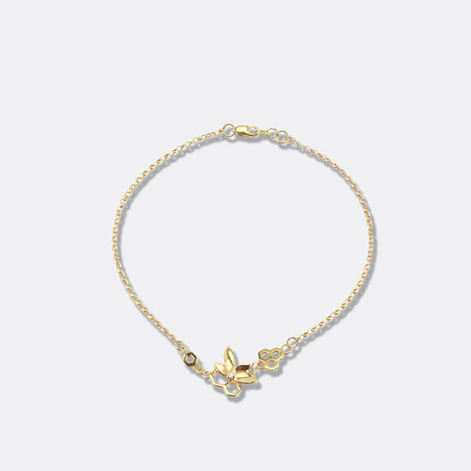 Bee Alive: 18ct Yellow Gold Plated Flower Bracelet