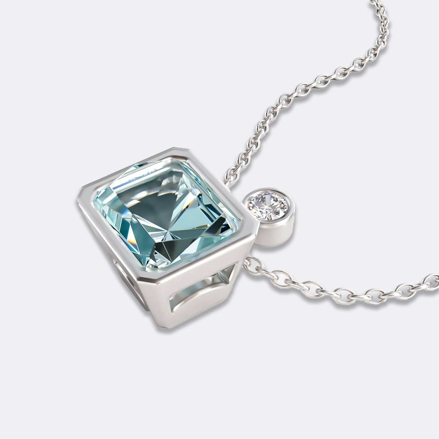 Ella: 9ct White Gold Aquamarine Pendant