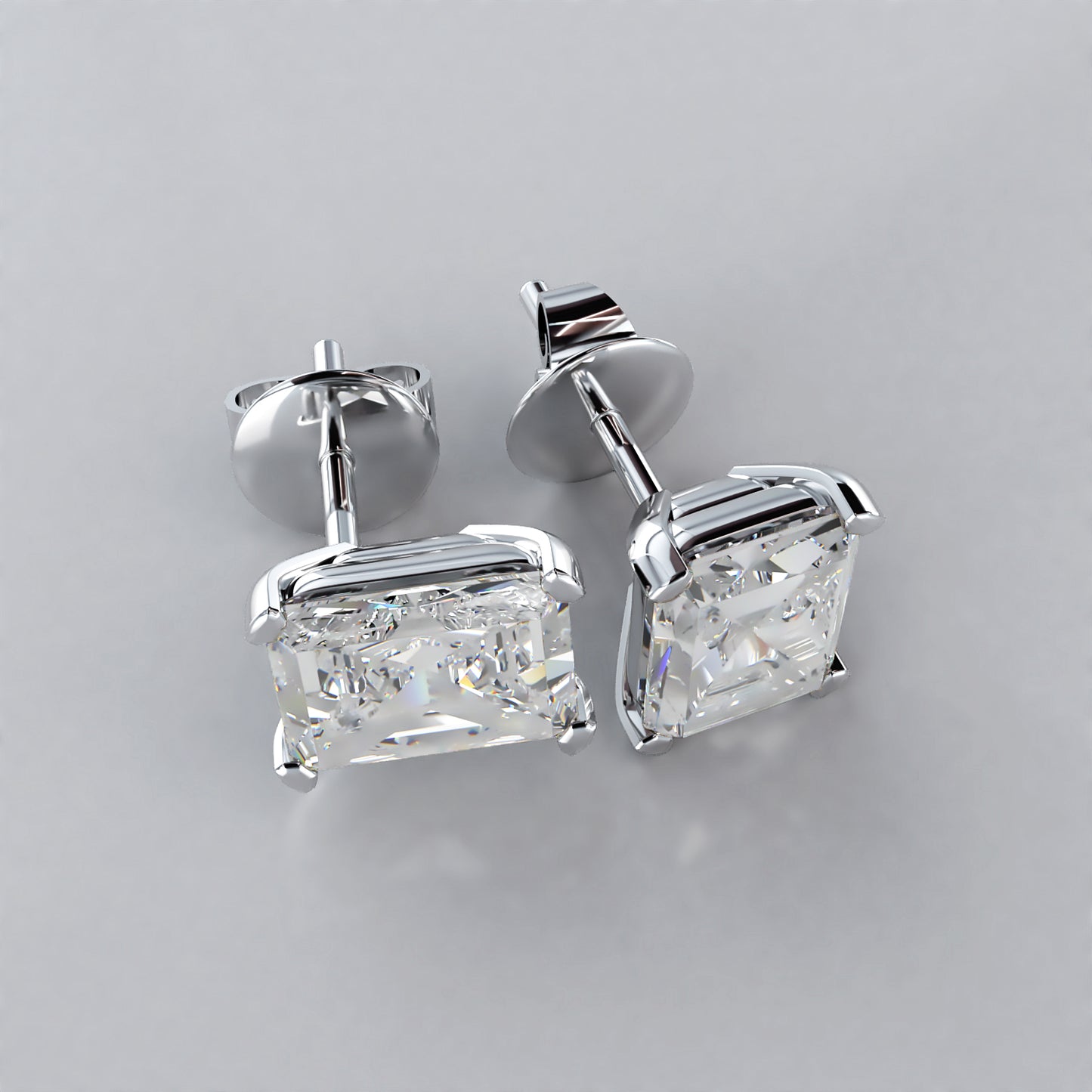 Prime: Platinum Emerald Cut Diamond Stud Earrings