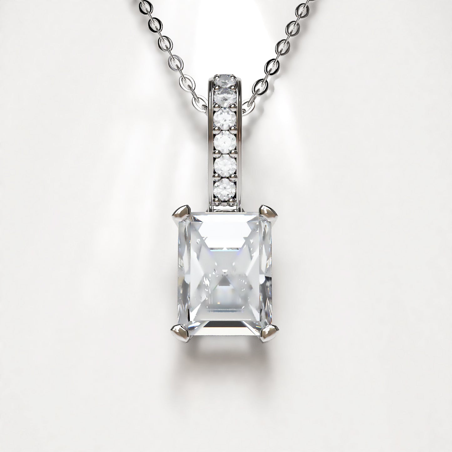 Prime: Platinum Emerald Cut Diamond Pendant