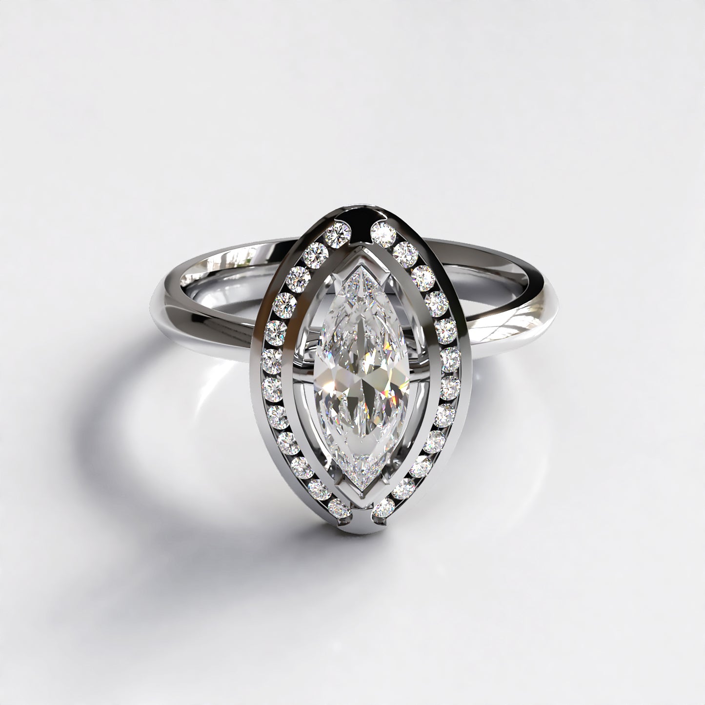 Ethereal: 1ct Marquise Diamond Engagement Ring in 18ct White Gold