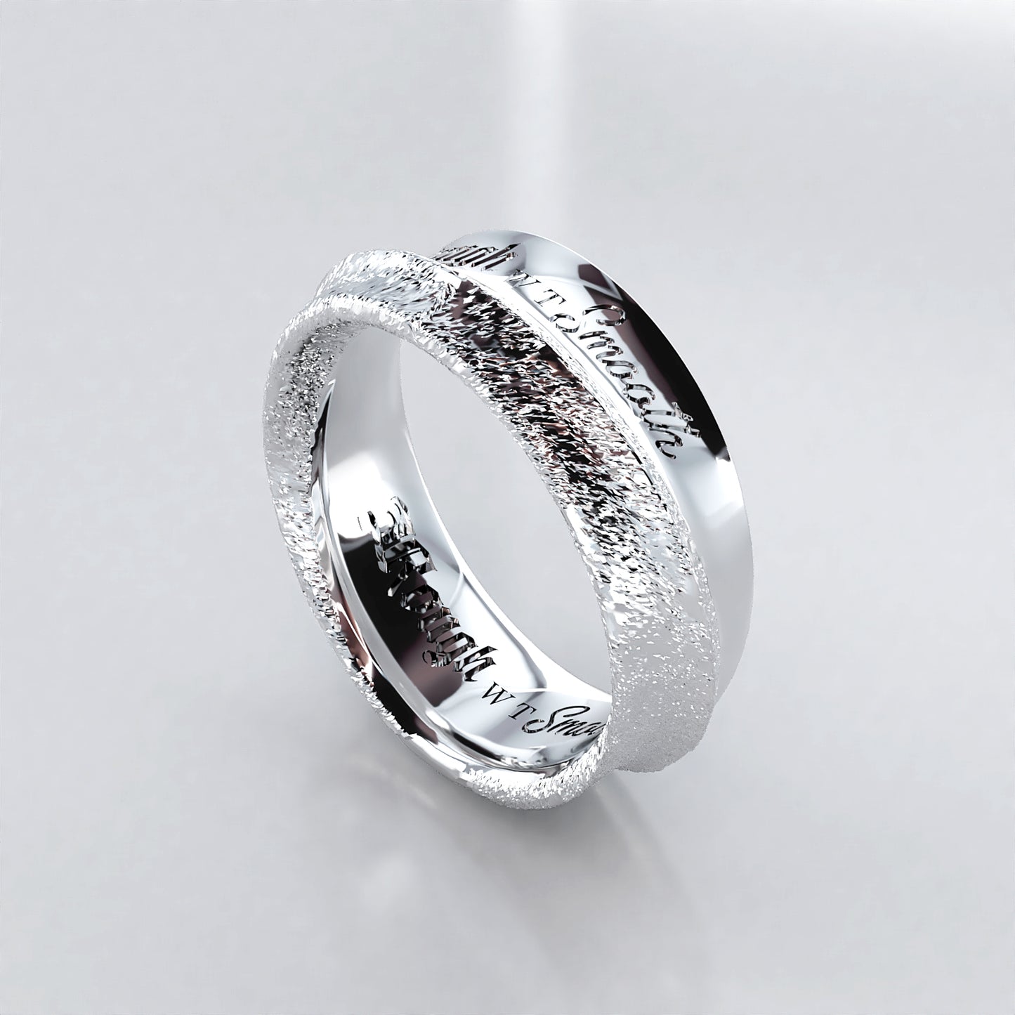 Rough with the Smooth: Men's Two Textured Sterling Silver Wedding Ring