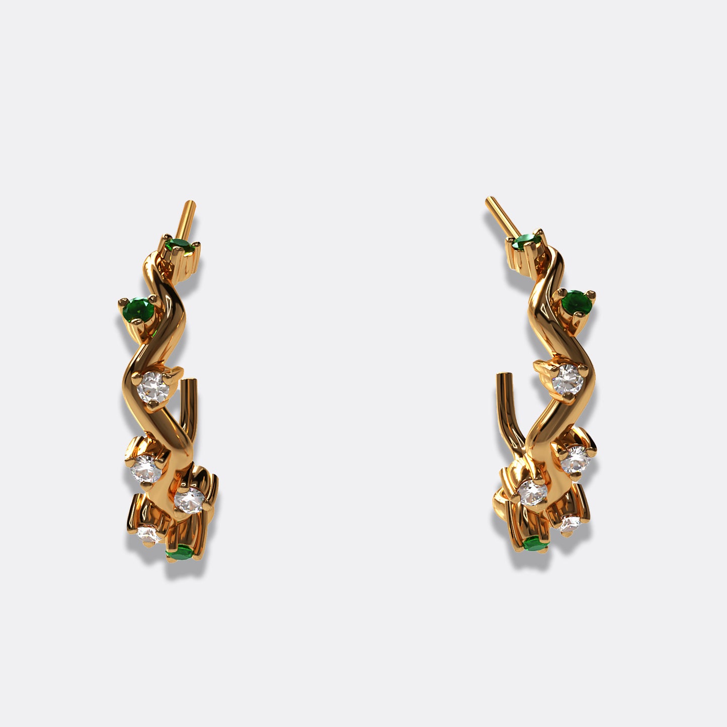 Diamond and Emerald 18ct Yellow Gold Cluster Earrings