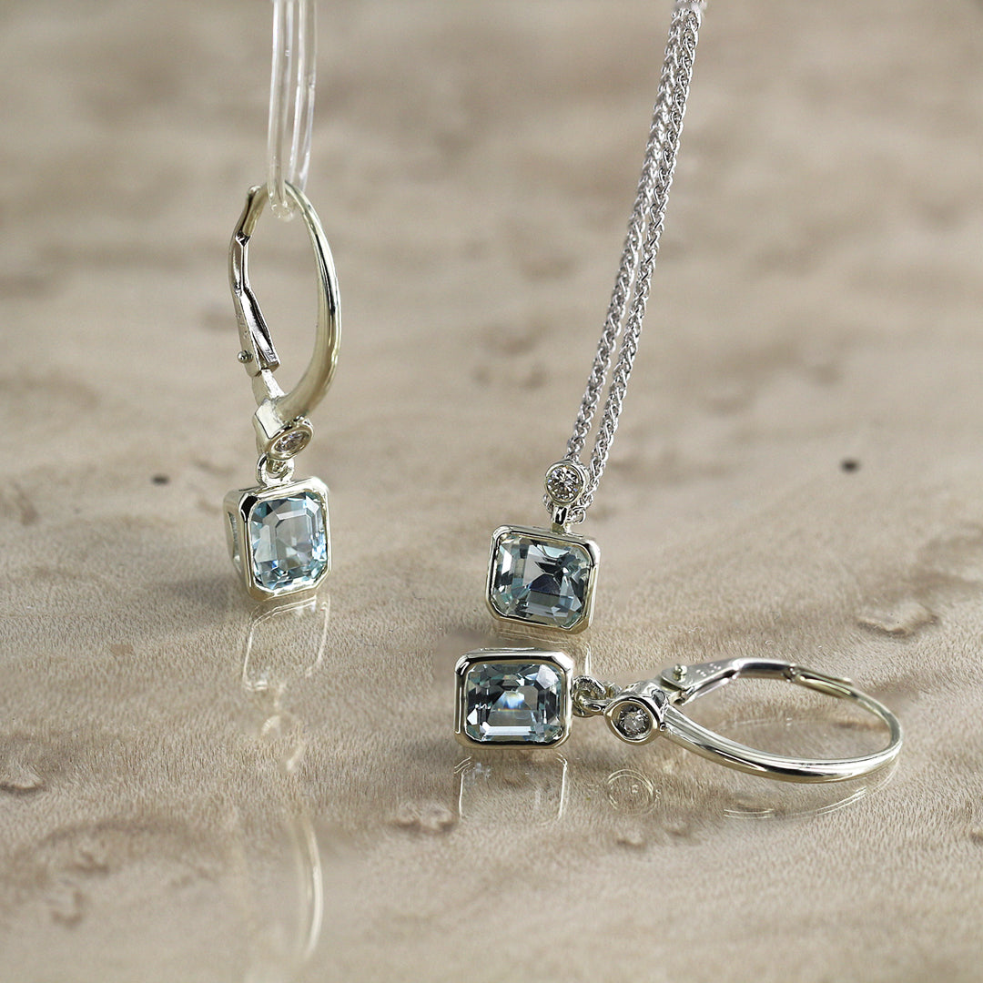 Ella: 9ct White Gold Aquamarine Drop Earrings