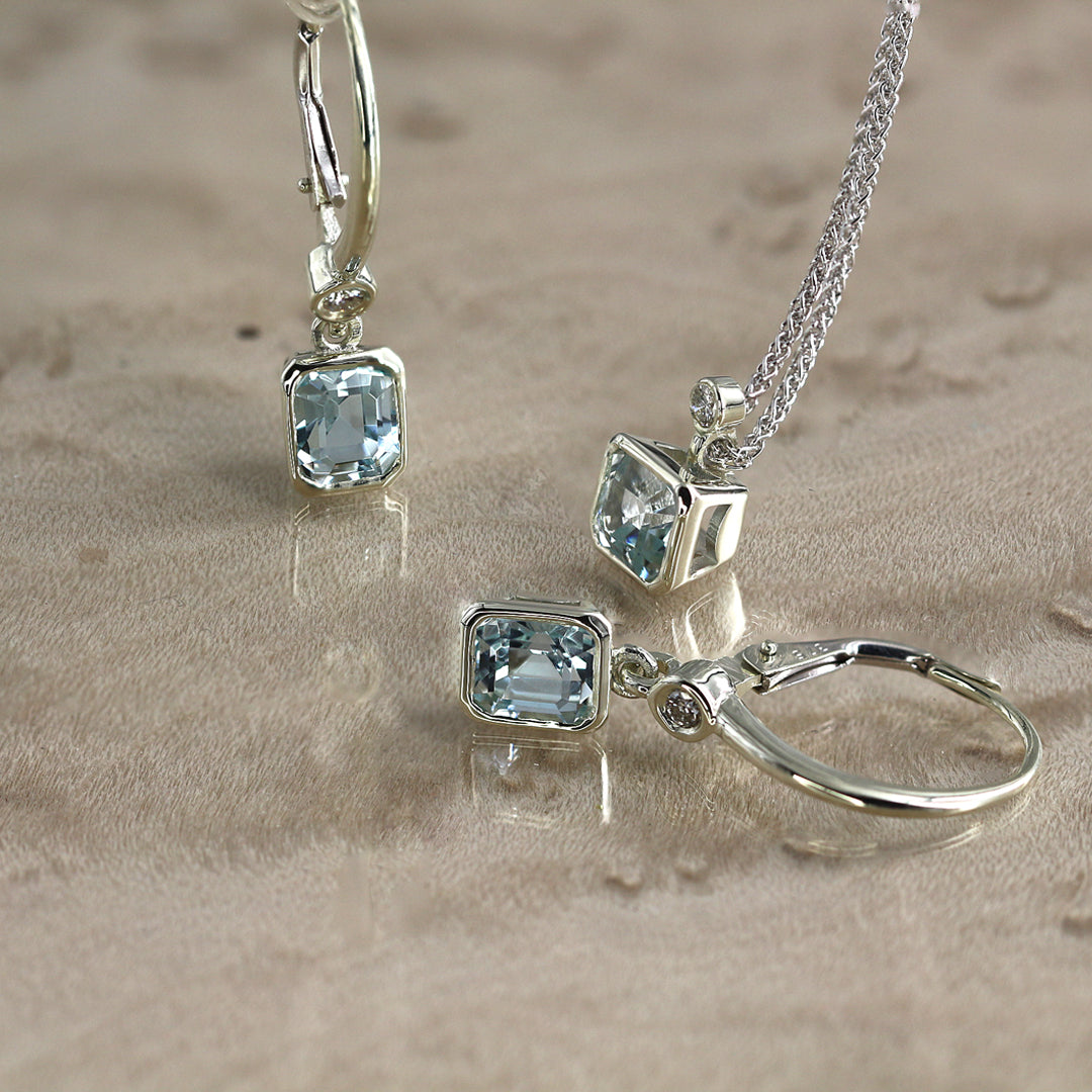 Ella: 9ct White Gold Aquamarine Drop Earrings