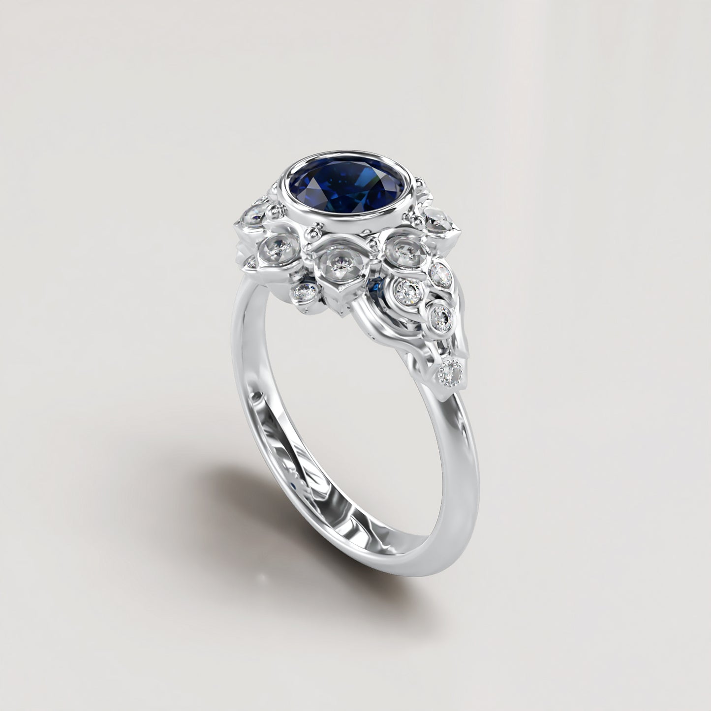 Majesty: Vintage 18ct White Gold Ruby and Diamond Engagement Ring - Neil Rayment Goldsmiths