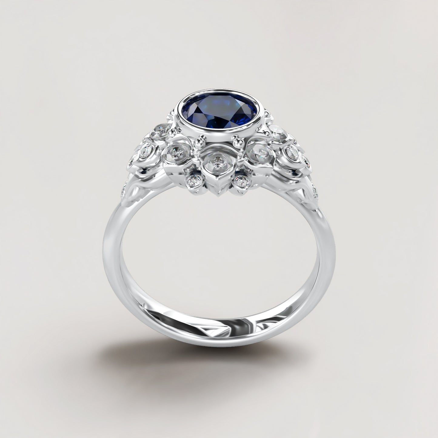 Majesty: Vintage 18ct White Gold Ruby and Diamond Engagement Ring - Neil Rayment Goldsmiths