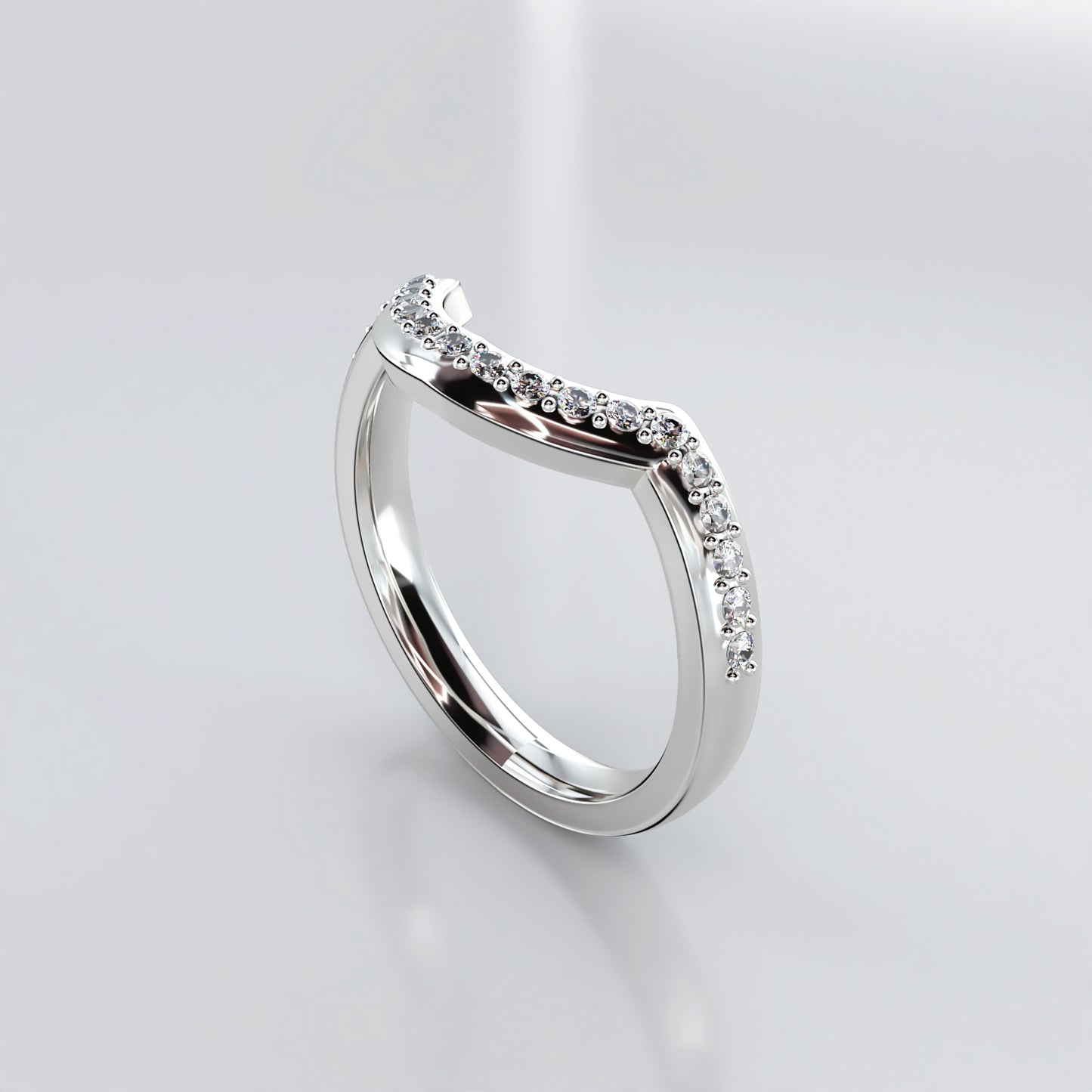 Luminous Halo: 18ct White Gold Diamond Set Fitted Wedding Ring