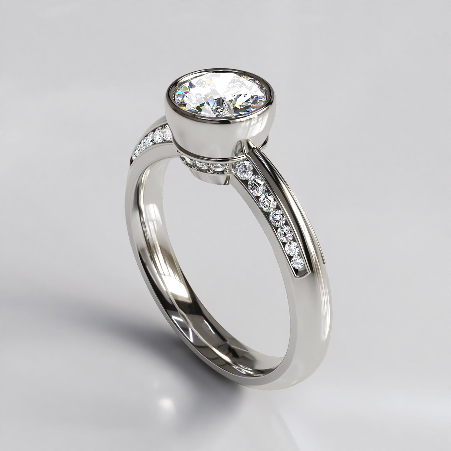 Elsbeth: 18ct White Gold Engagement Ring with Diamond Set Shoulders