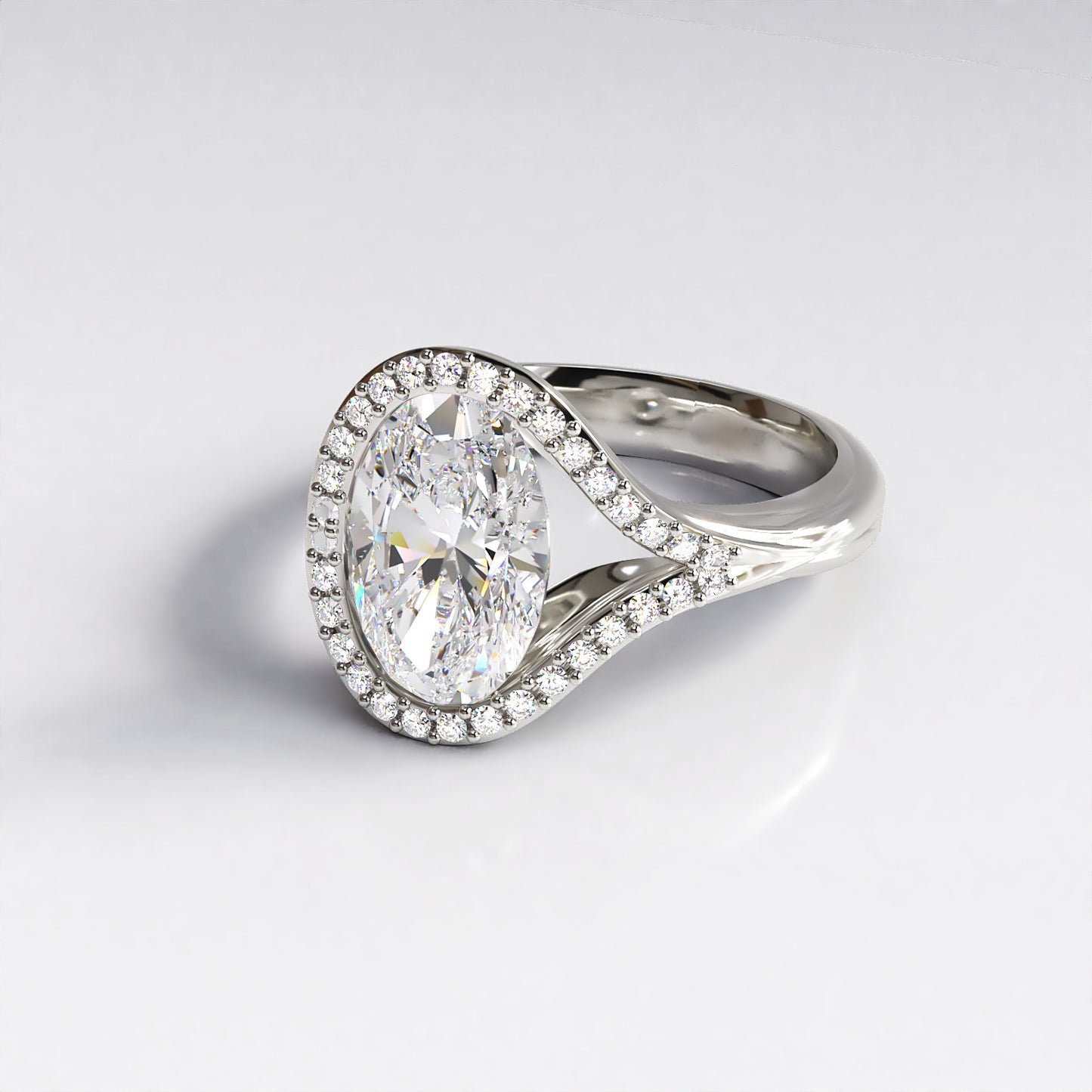 Curvaceous Brilliance: 2ct Diamond Engagement Ring in 18ct White Gold