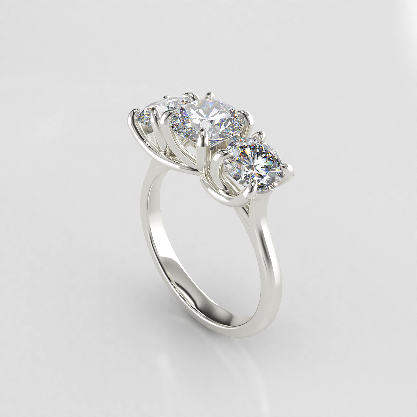 Incandescent:  Vintage Diamond Trilogy Engagement Ring