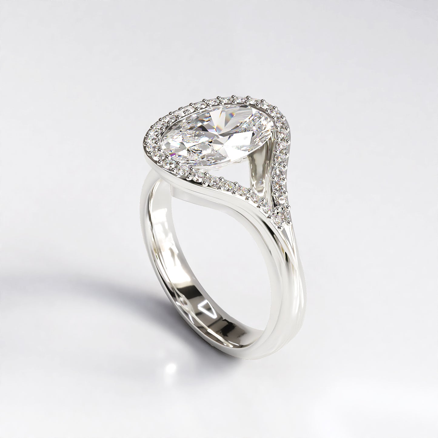 Curvaceous Brilliance: 2ct Diamond Engagement Ring in 18ct White Gold