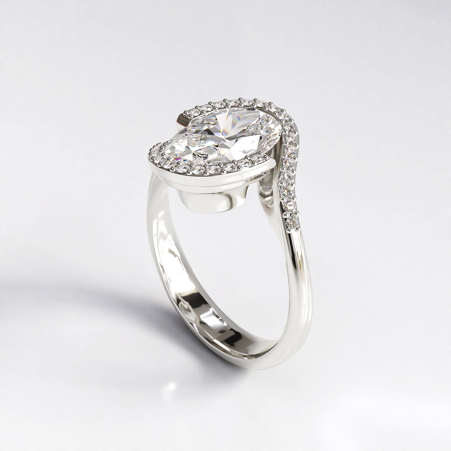 Oval Elegance: 2ct Diamond Engagement Ring in 18ct White Gold