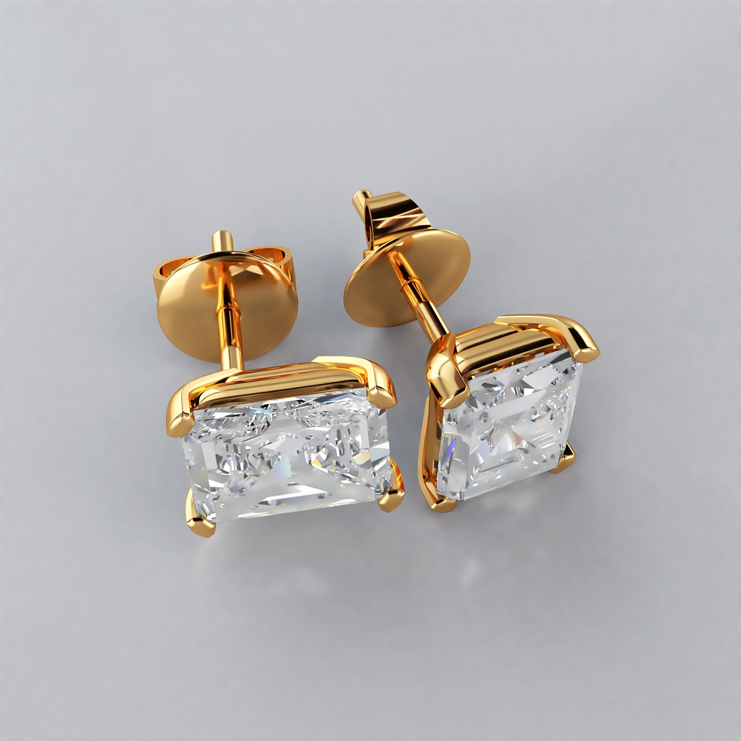 Prime: Platinum Emerald Cut Diamond Stud Earrings