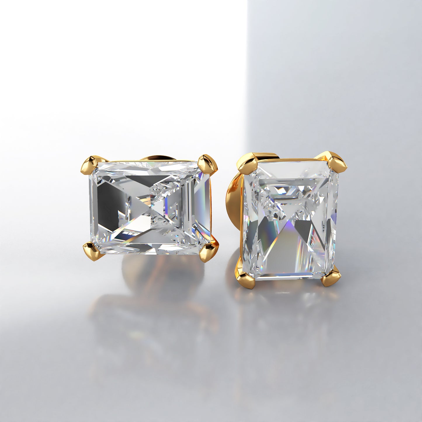 Prime: Platinum Emerald Cut Diamond Stud Earrings