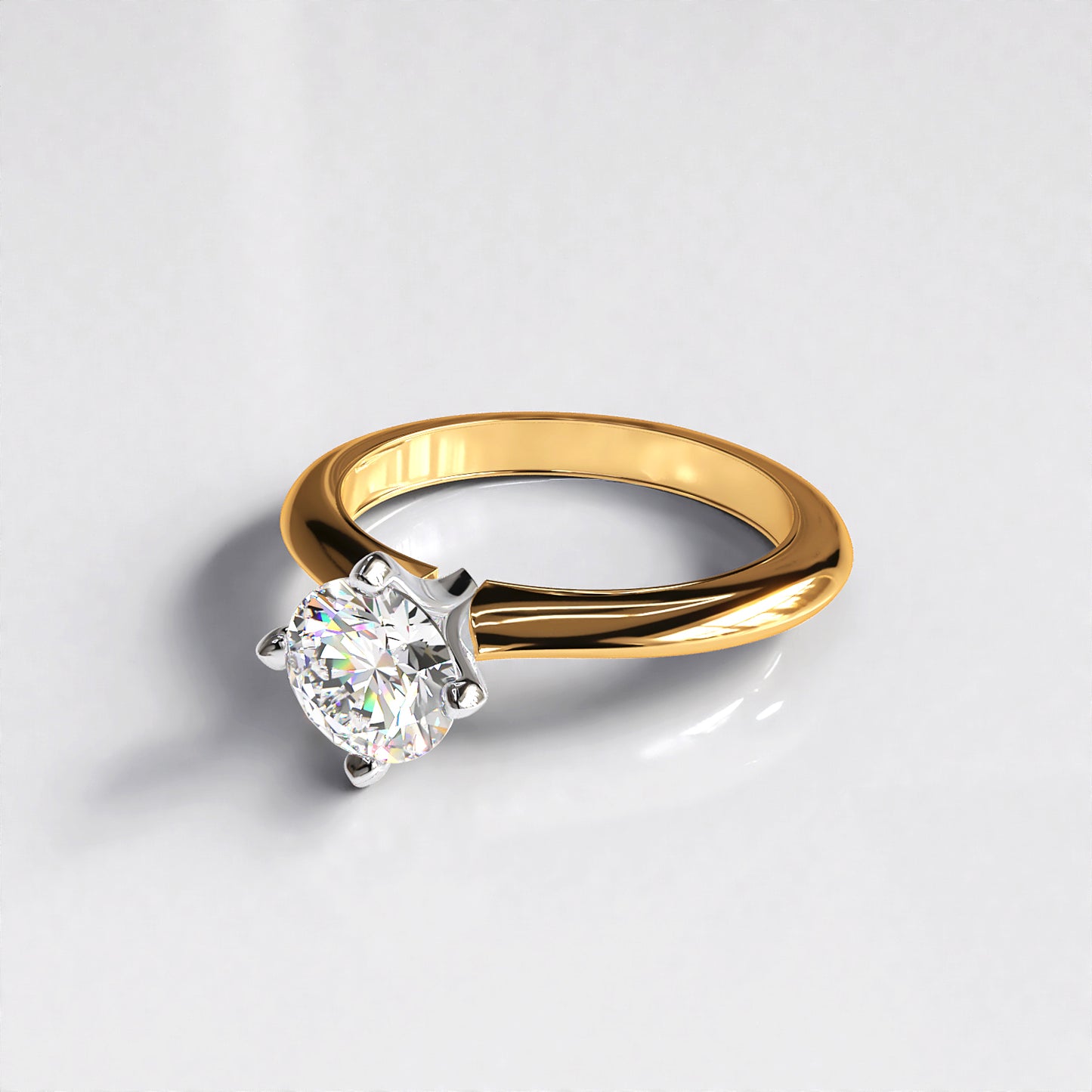 Clara: Four Claw 1ct Round Diamond Engagement ring in 18ct Rose Gold with Platinum Collet