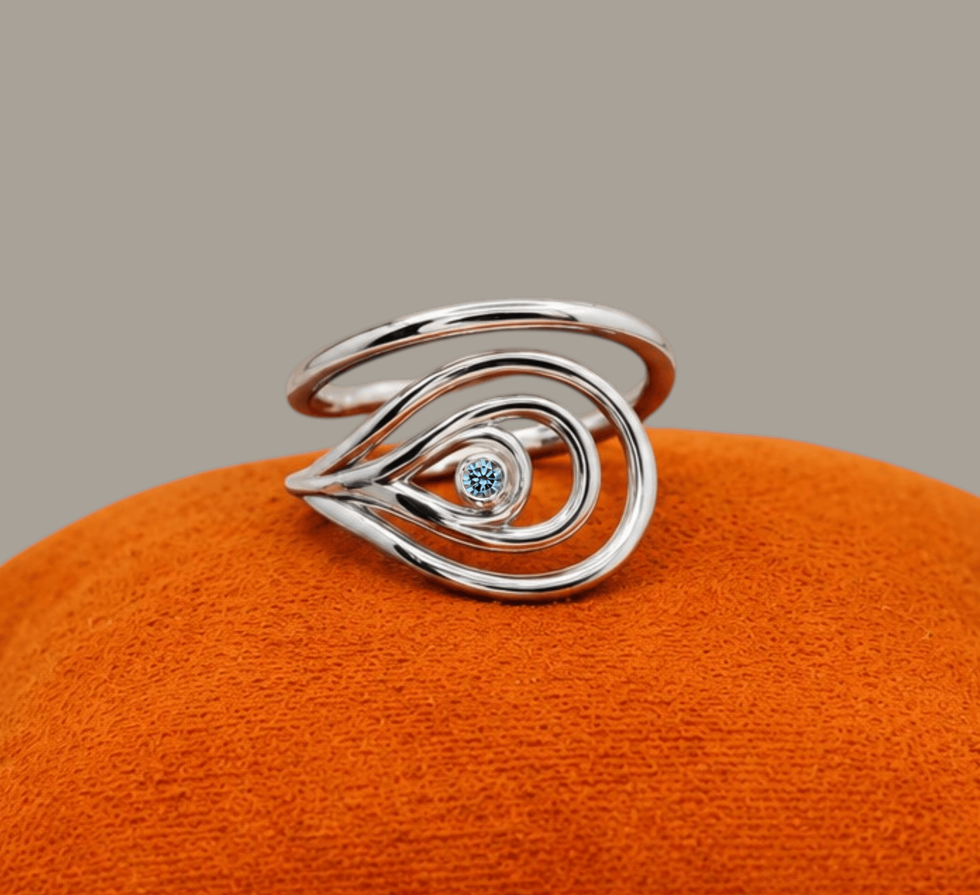 Carreg Las sterling silver adjustable wrap ring with blue lab-grown diamond