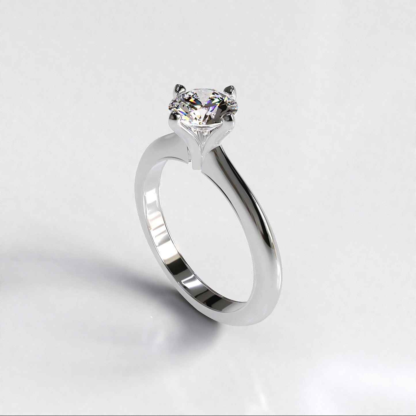 Clara: Four Claw 1ct Round Diamond Engagement ring in 18ct Rose Gold with Platinum Collet