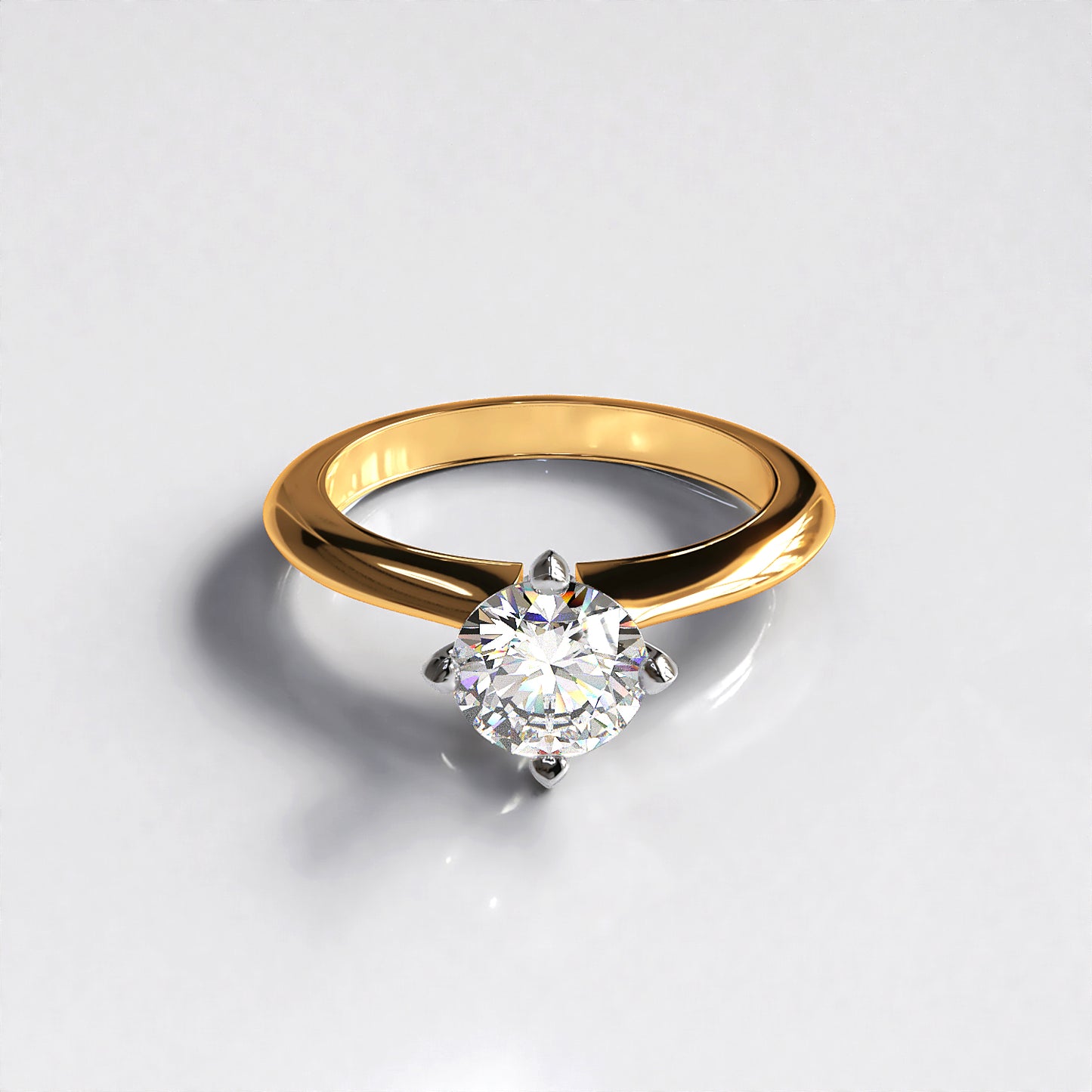 Clara: Four Claw 1ct Round Diamond Engagement ring in 18ct Rose Gold with Platinum Collet