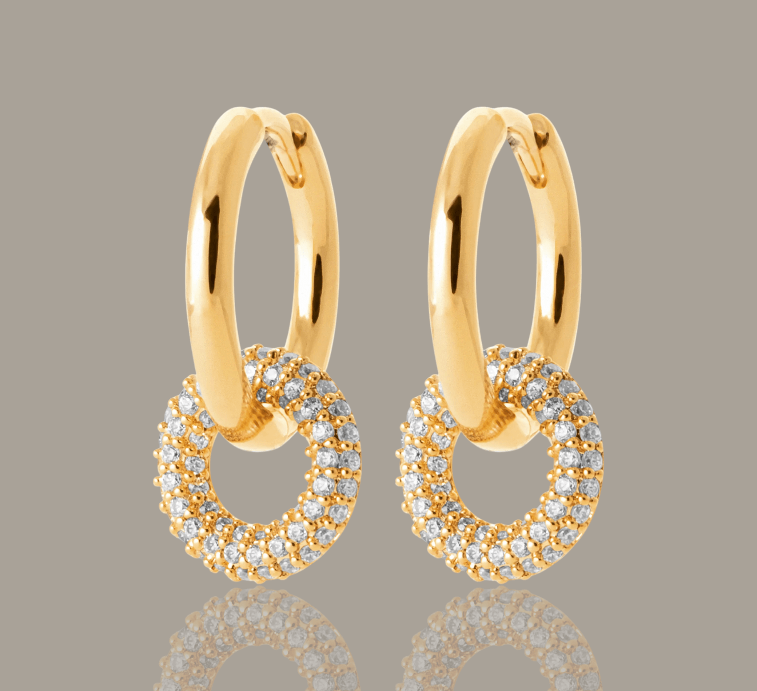 Double Hoop Earring Stone-Set