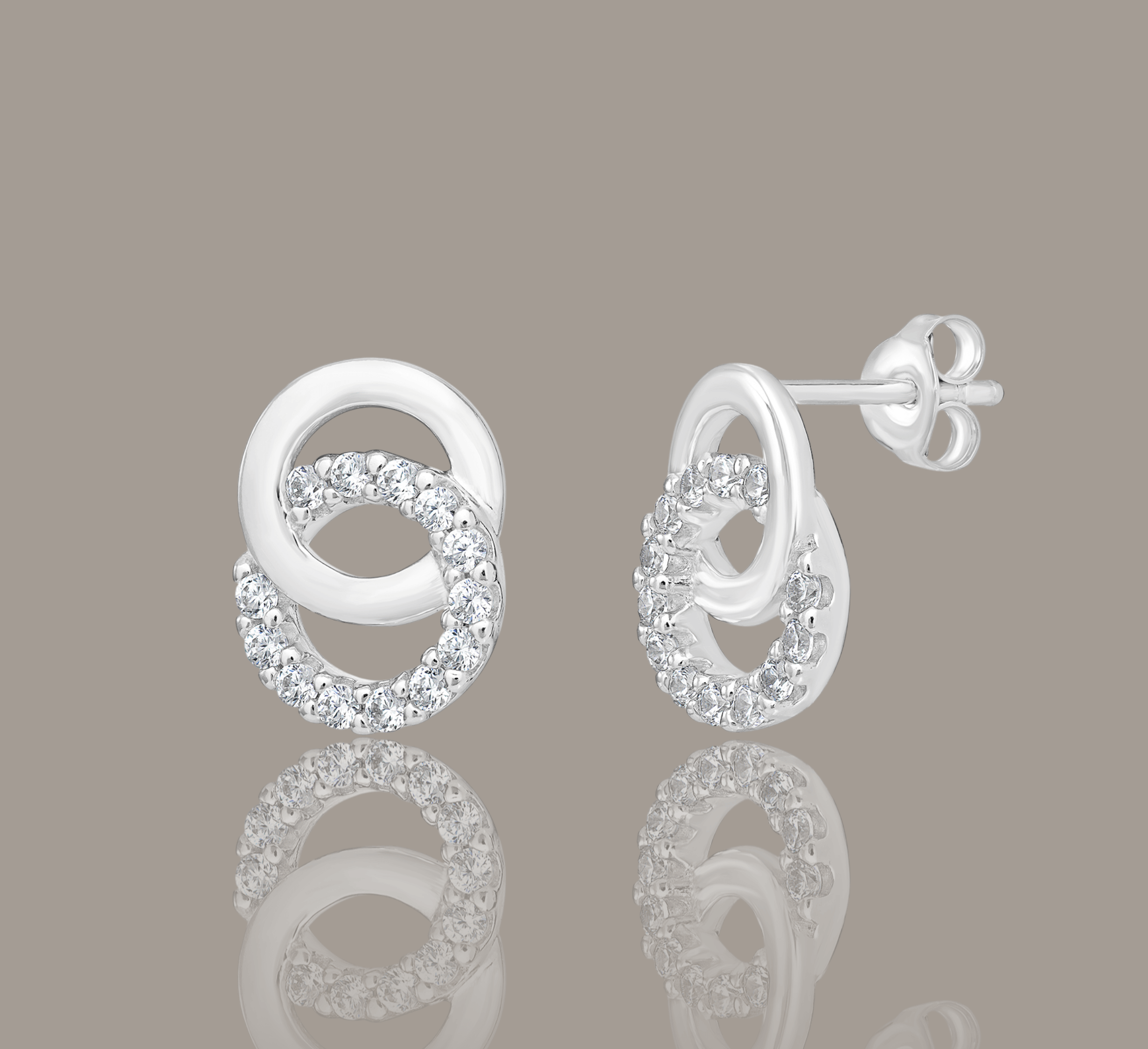 Double Hoop Stone-Set Earrings