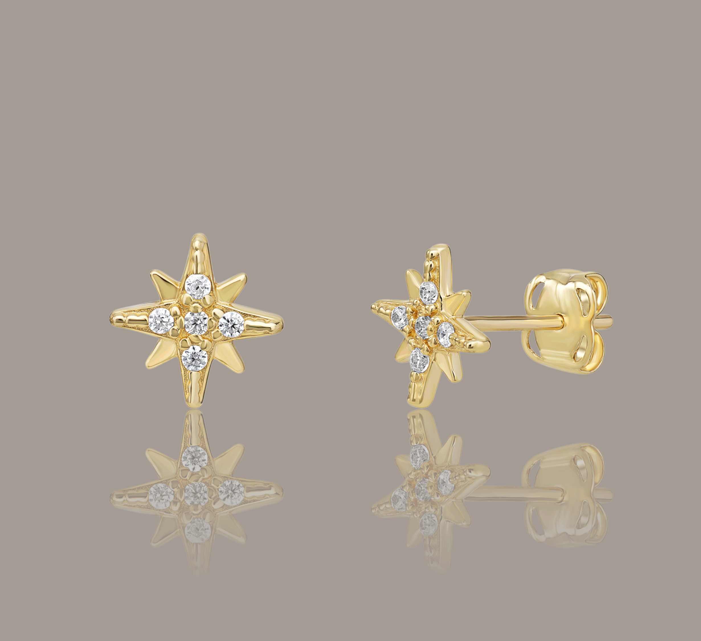 Star Earrings 9ct Yellow Gold