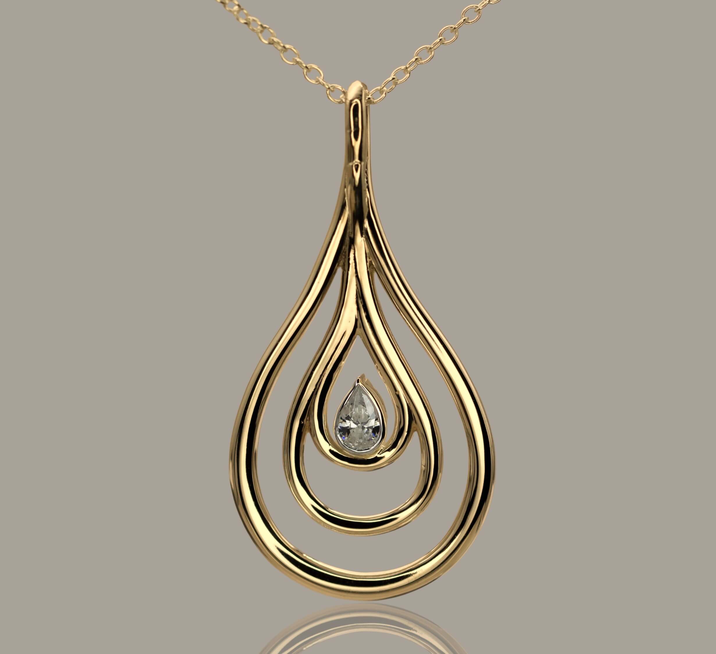 Limited Edition Medium Fossil Pendant (Pear Bezel-Set)