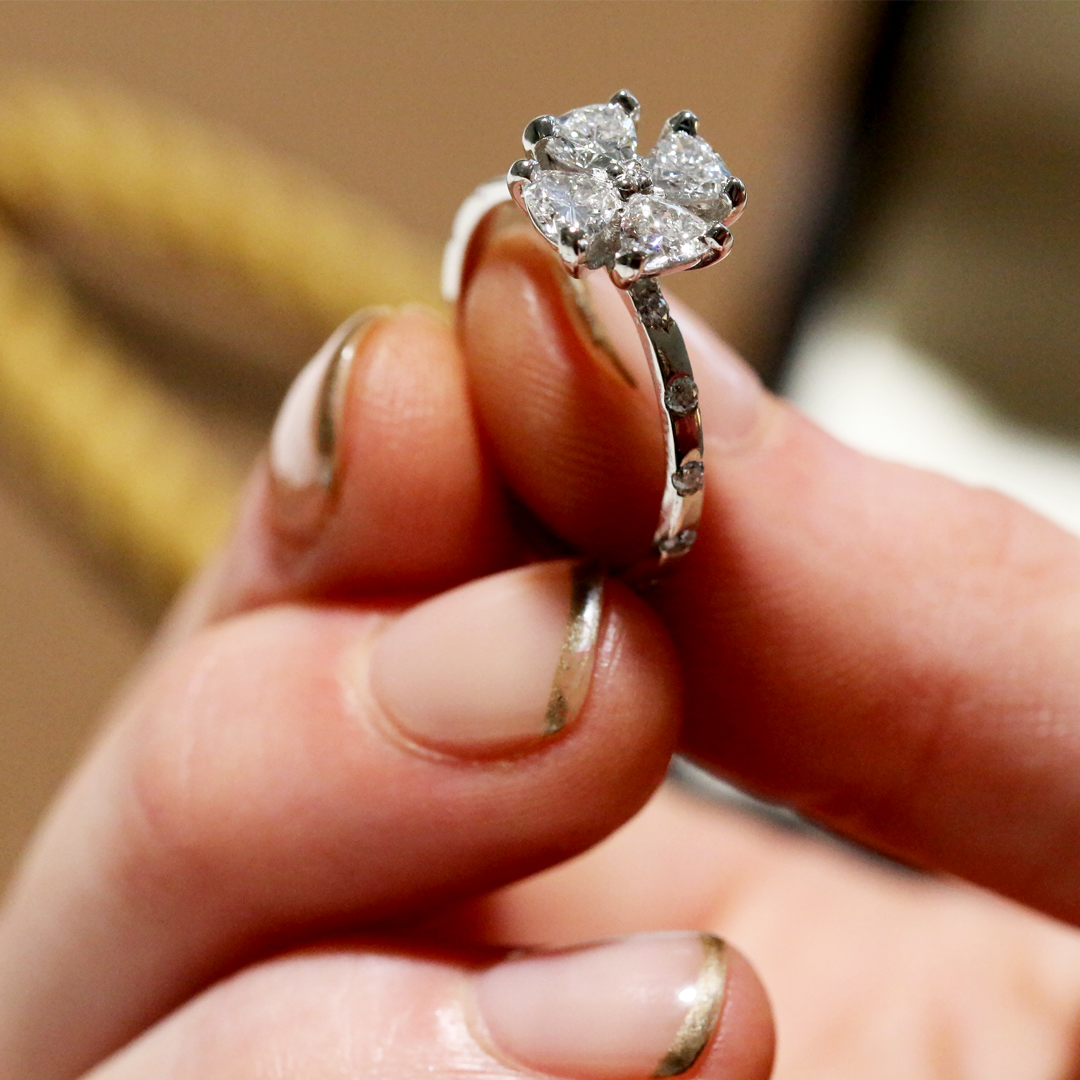 Unique Four-Leaf Clover Lab Grown Diamond Ring