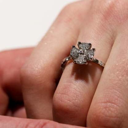 Unique Four-Leaf Clover Lab Grown Diamond Ring