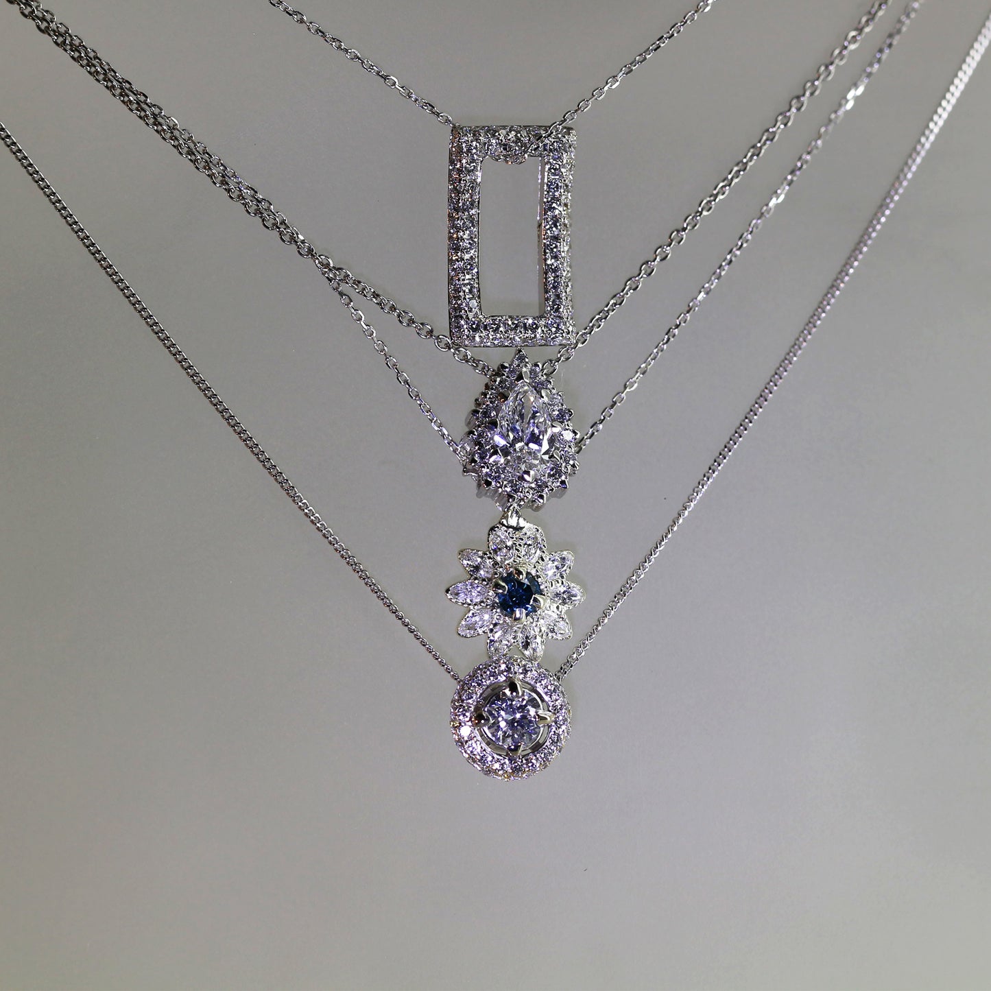 Pear Drop: 18ct White Gold Diamond Pendant - Neil Rayment Goldsmiths