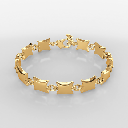 9ct Yellow Gold Concave Square Link Bracelet - Neil Rayment Goldsmiths