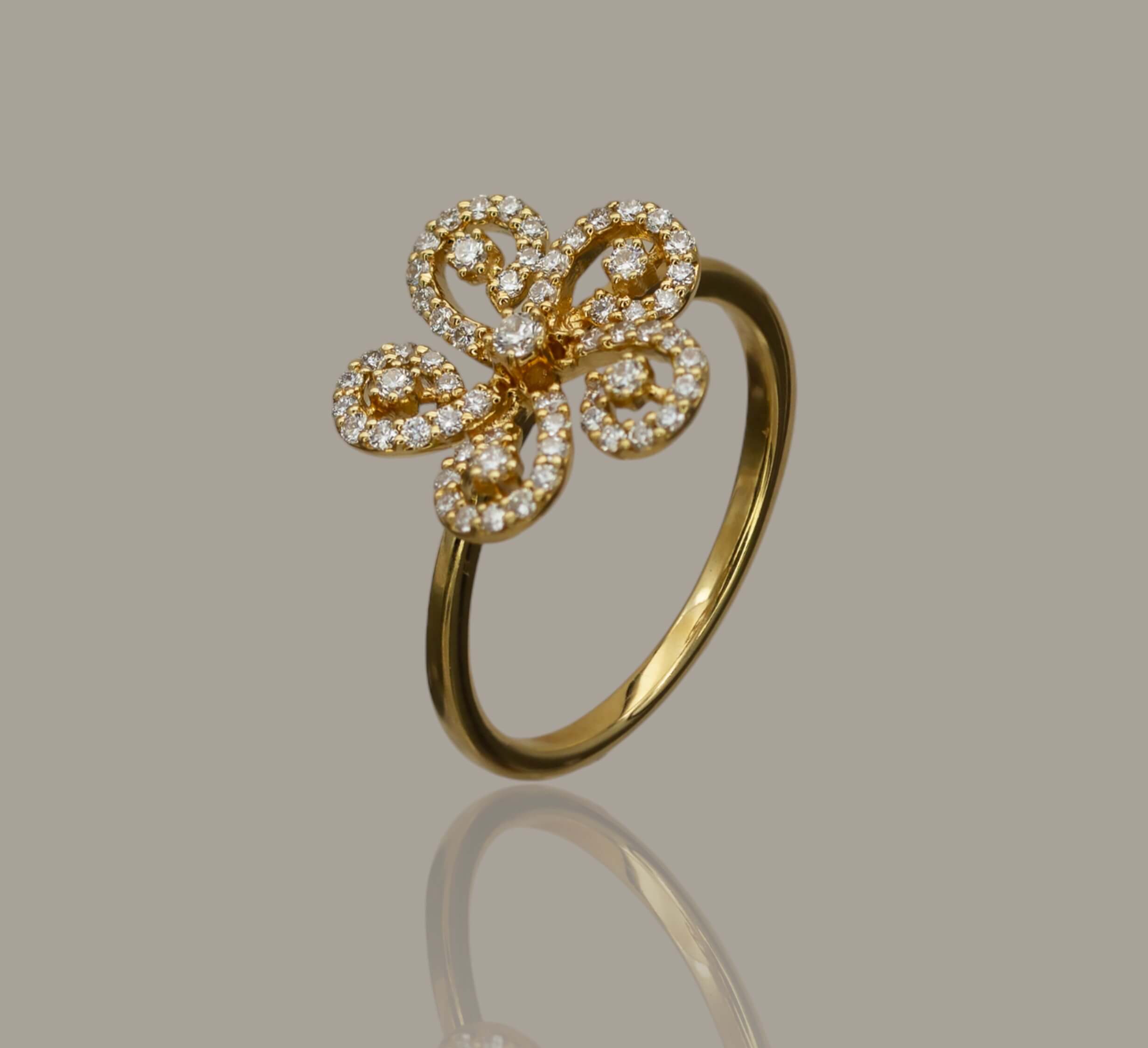 Diamond-Set Floral Ring (18ct Yellow)
