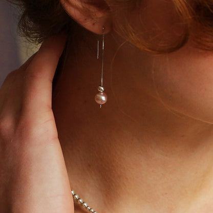 Midsummer Night's Pearl Collection: Desdemona Earrings - Peach Pearl Drop Earrings - Neil Rayment Goldsmiths