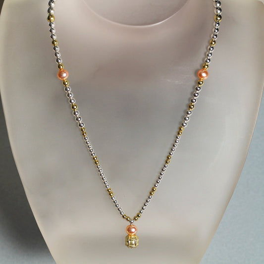 Midsummer Night's Pearl Collection: Desdemona Necklace - Majestic Peach Pearl Necklace - Neil Rayment Goldsmiths