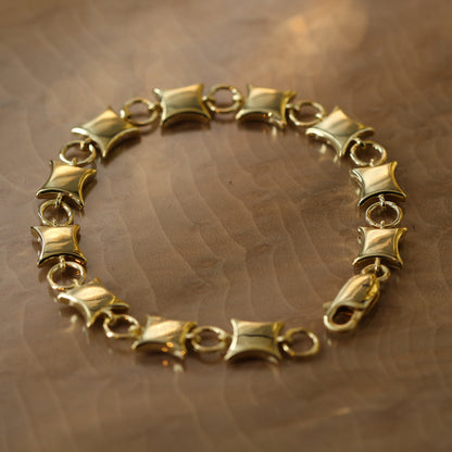 9ct Yellow Gold Concave Square Link Bracelet - Neil Rayment Goldsmiths