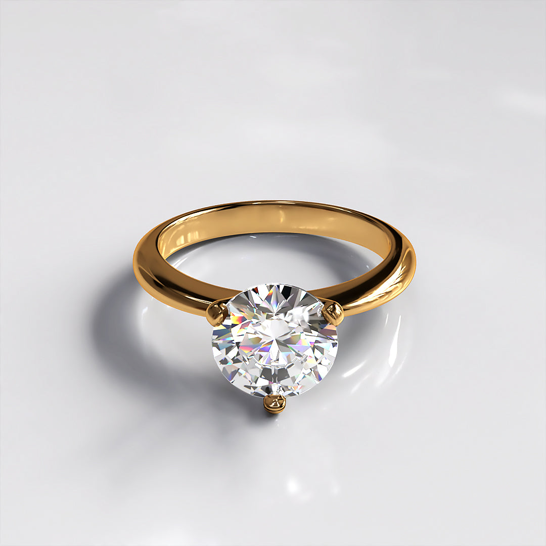 Lowry: 18ct Yellow Gold Three Claw Round Diamond Engagement Ring